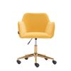 Modern Velvet Fabric Material Adjustable Height 360 revolving Home Office Chair with Gold Metal Legs and Universal Wheels for Indoor