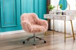 Modern Faux fur home office chair;  fluffy chair for girls;  makeup vanity Chair