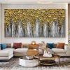 Hand Painted Oil Painting 3D Abstract Flower Landscape Oil Painting on Canvas Large Original Gold Floral Palette knife Texture Art Living Room Wall Ar