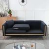77.2' Modern Upholstered Velvet Sofa 3 Seater Couch with Removable Cushions Side Pocket Mid-Century Tufted Living Room Set Gold Metal Legs,2 Pillows I