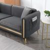 77.2' Modern Upholstered Velvet Sofa 3 Seater Couch with Removable Cushions Side Pocket Mid-Century Tufted Living Room Set Gold Metal Legs,2 Pillows I