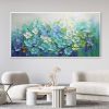 Hand Painted Oil Painting 3D Textured Canvas Oil Painting Blooming Flowers Original Art Blue Botanical Wall Art Spring Decor 100% Hand Knife Art