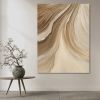 Hand Painted Oil Painting Time River Art Boho Wall Art Brown Abstract Minimalist Wall Art Painting Living Room Wall Decor 3D Texture Art Canvas Oil Pa