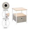Nightstand 1-Drawer Shelf Storage- Bedside Furniture & Accent End Table Chest For Home, Bedroom, Office, College Dorm, Steel Frame, Wood Top, Easy Pul