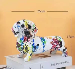 Water Transfer Printing Graffiti Colorful Dachshund German Shepherd Dog Home Birthday Gift Decoration (Option: Dachshund White Flower)
