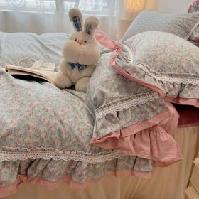 Small Lace Style Cherry Cotton Four Piece Set (Option: Summer flower-Bed skirt style-1.5M)