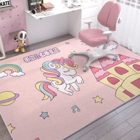 Children's Room Baby Crawling Blanket Stain-resistant Crystal Velvet Carpet (Option: Colorful Unicorn-80x160cm)